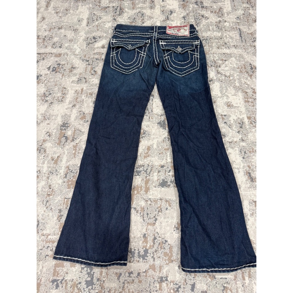 True Religion Billy Super T Dark Wash White Contrast Stitch Bootcut Jeans 29
